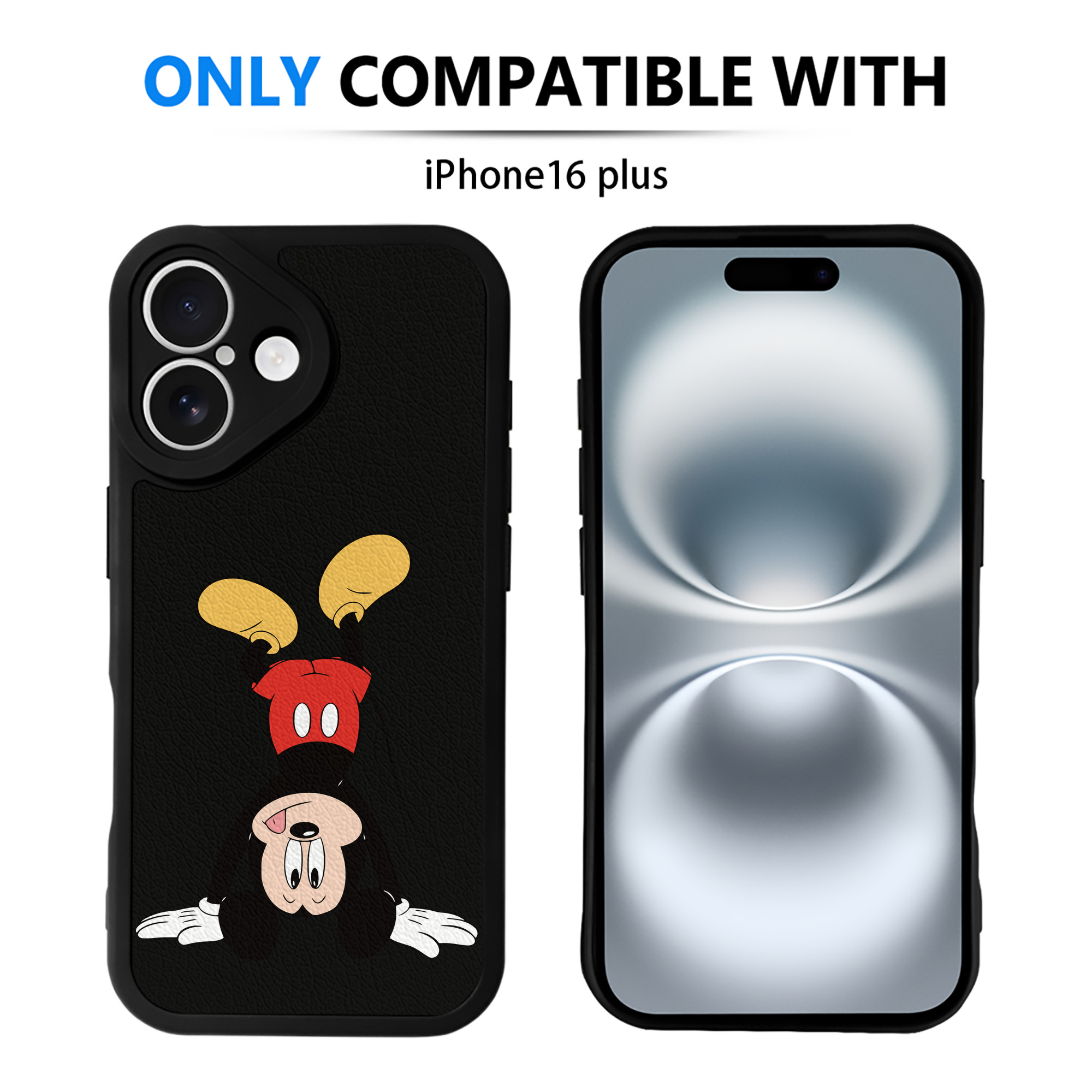 （画像用） ミッキーマウス Mickey Mouse 【iPhone 16シリーズ対応】シリコンスマホケース（レザー調） 材質：シリコン
